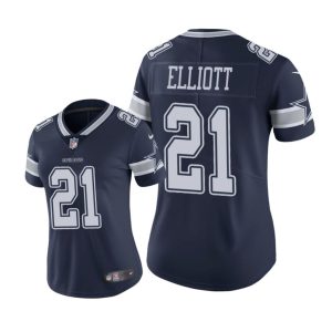 Dallas Cowboys #21 Navy Ezekiel Elliott Game Jersey - Women