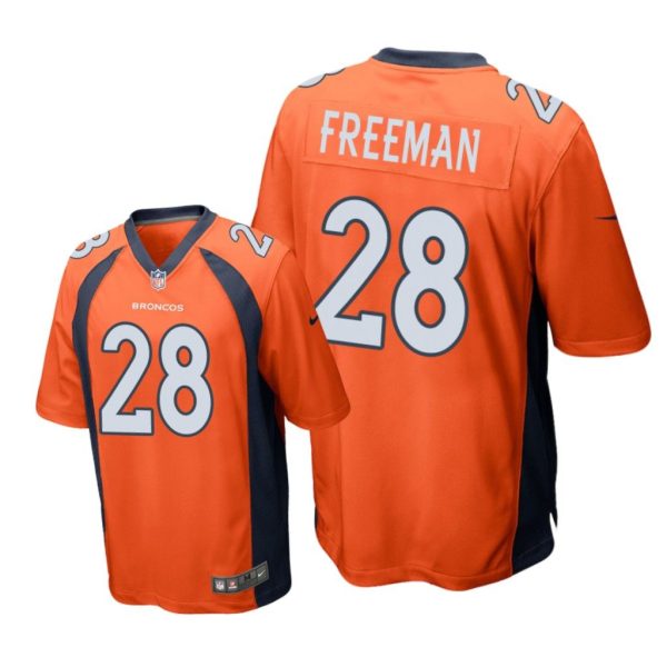 Denver Broncos #28 Orange Men Royce Freeman Game Jersey