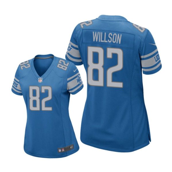 Detroit Lions #82 Blue Luke Willson Game Jersey - Women