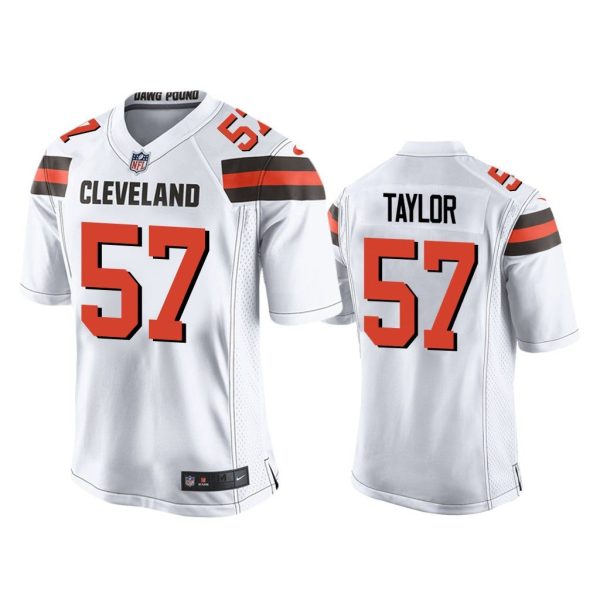 Men Adarius Taylor #57 Cleveland Browns White Game Jersey