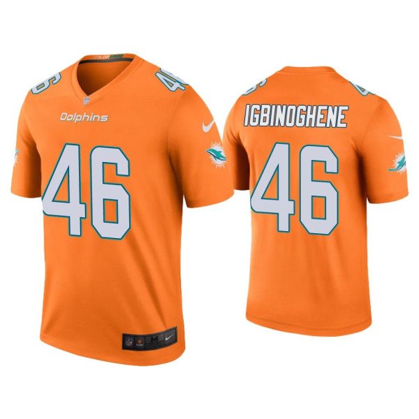 Men Color Rush Legend Noah Igbinoghene Miami Dolphins Orange Jersey