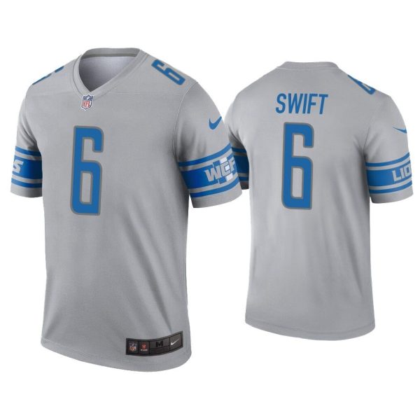 Men D'Andre Swift Detroit Lions Gray Inverted Legend Jersey
