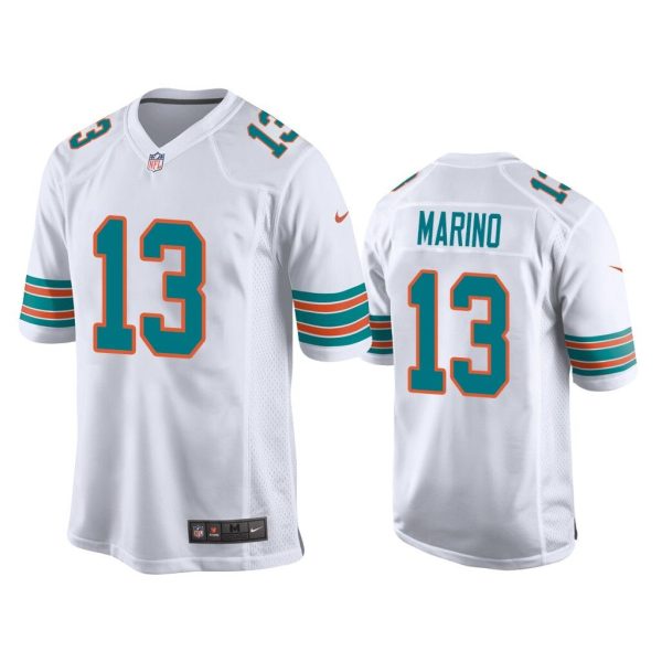 Men Dan Marino Miami Dolphins White Throwback Jersey