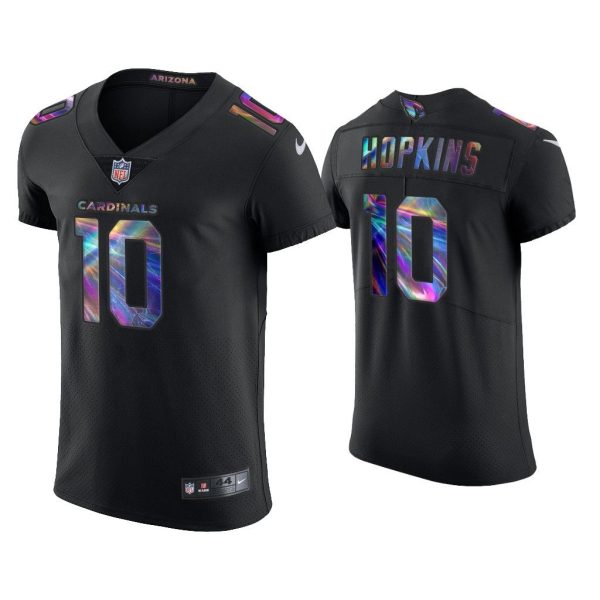 Men DeAndre Hopkins Arizona Cardinals Black Golden Edition Holographic Jersey