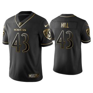 Men Golden Edition Vapor Limited Baltimore Ravens Justice Hill Black Jersey