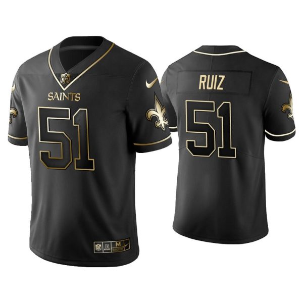 Men Golden Edition Vapor Limited Saints Cesar Ruiz Black Jersey