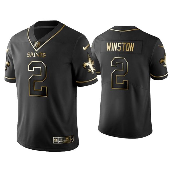 Men Golden Edition Vapor Limited Saints Jameis Winston Black Jersey