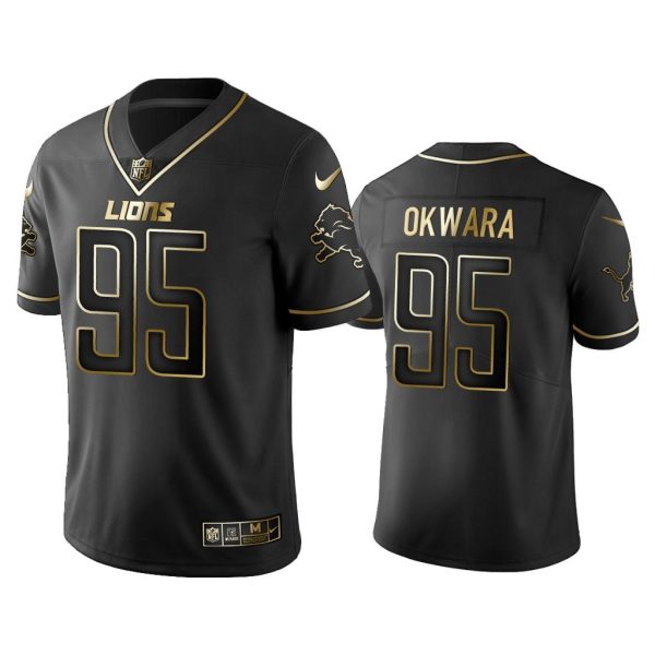 Men Golden Edition Vapor Untouchable Limited Lions #95 Romeo Okwara Black Jersey