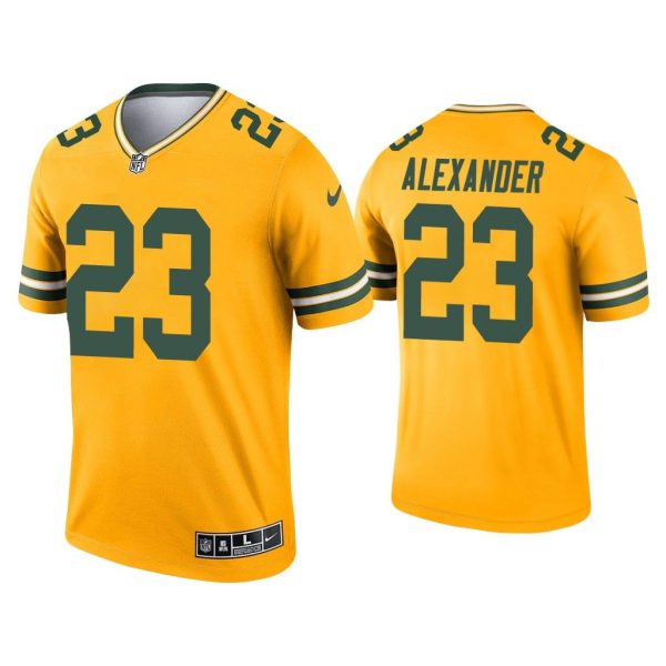 Men Green Bay Packers Jaire Alexander Gold Inverted Legend Jersey
