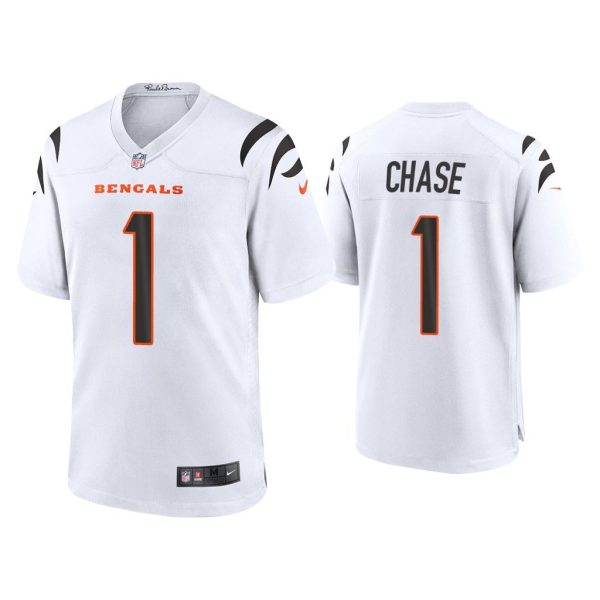 Men Ja'Marr Chase Cincinnati Bengals White 2021 NFL Draft Game Jersey