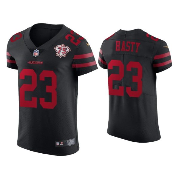 Men JaMycal Hasty San Francisco 49ers Black 75th Anniversary Jersey