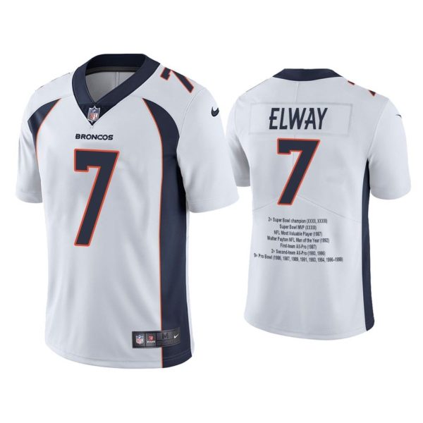 Men John Elway Denver Broncos White Career Highlight Limited Edition Jersey