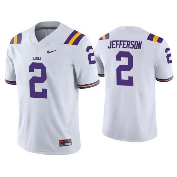 Men Justin Jefferson #2 LSU Tigers White College Football Game Jersey