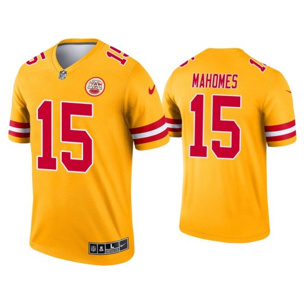 Men Kansas City Chiefs Patrick Mahomes Yellow Inverted Legend Jersey