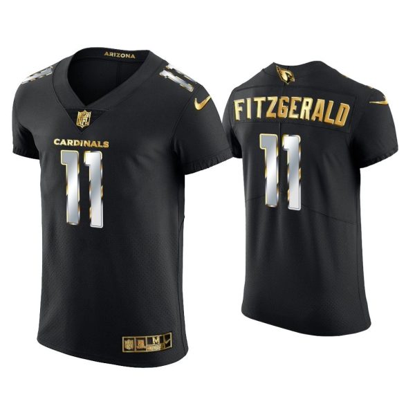 Men Larry Fitzgerald Arizona Cardinals Black Golden Edition Elite Jersey