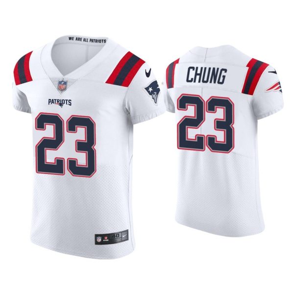 Men Patrick Chung New England Patriots White Vapor Elite Jersey