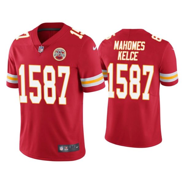 Men Patrick Mahomes Kansas City Chiefs Red CP Player Travis Kelce Jersey