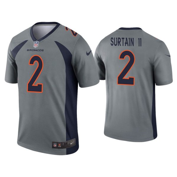 Men Patrick Surtain II Denver Broncos Gray Inverted Legend Jersey
