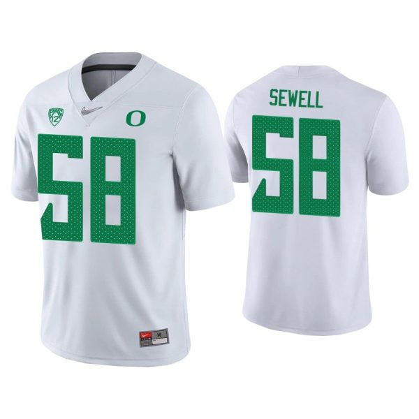 Men Penei Sewell #58 Oregon Ducks White Game College Football Jersey