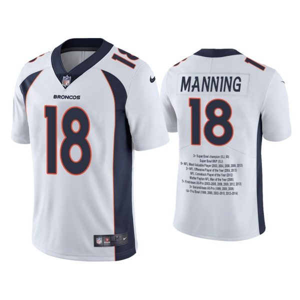 Men Peyton Manning Denver Broncos White Career Highlight Limited Edition Jersey