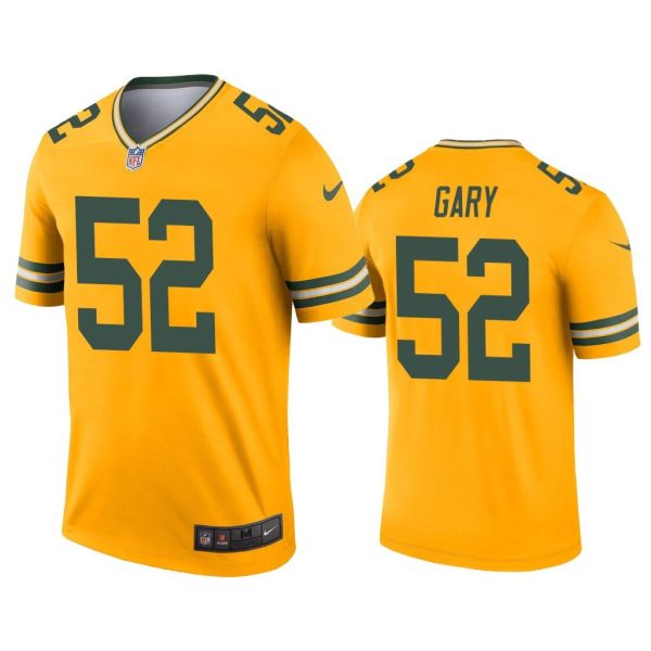 Men Rashan Gary Green Bay Packers Gold Inverted Legend Jersey