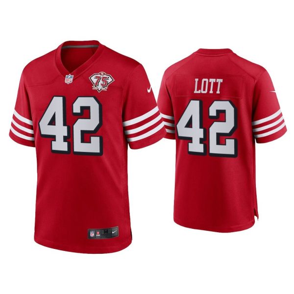 Men Ronnie Lott San Francisco 49ers Scarlet 75th Anniversary Game Jersey