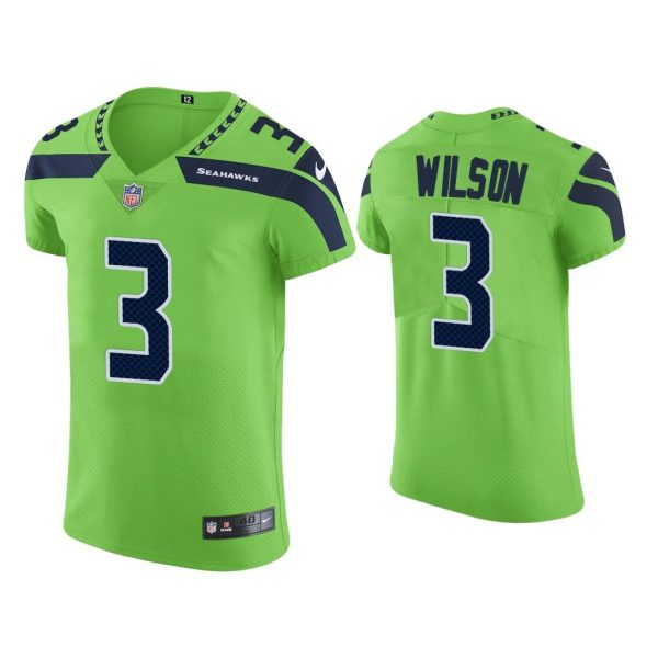 Men Russell Wilson Seattle Seahawks Neon Green Vapor Elite Jersey