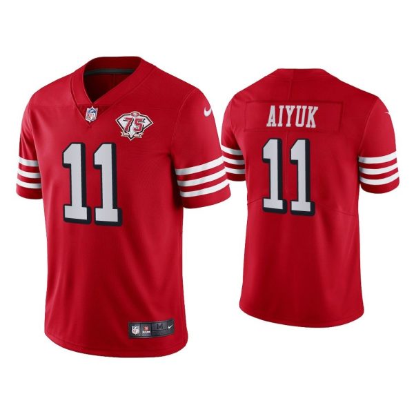 Men San Francisco 49ers 75th Anniversary Brandon Aiyuk Scarlet Limited Jersey