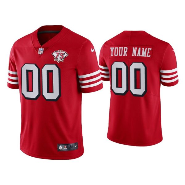 Men San Francisco 49ers 75th Anniversary Custom Scarlet Limited Jersey