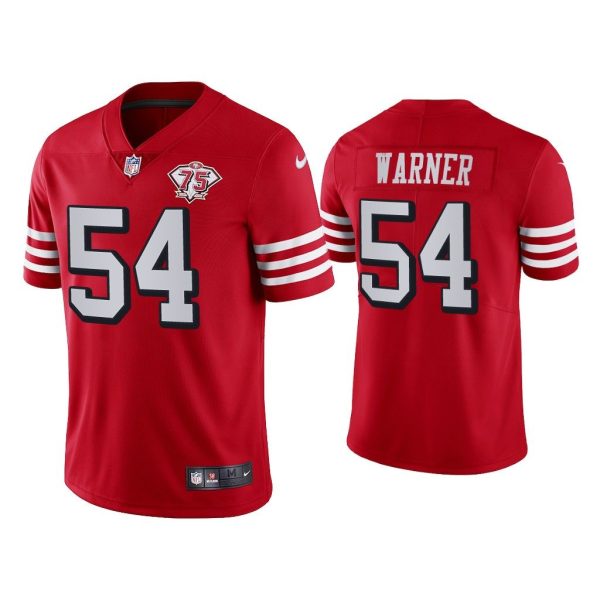 Men San Francisco 49ers 75th Anniversary Fred Warner Scarlet Limited Jersey