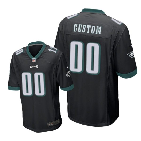 Philadelphia Eagles #00 Black Men Custom Game Jersey