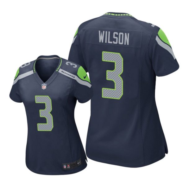 Seattle Seahawks #3 Navy Russell Wilson Game Jersey - Women