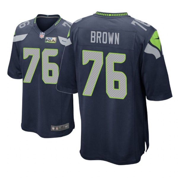 Seattle Seahawks #76 Navy Men Duane Brown Game Jersey
