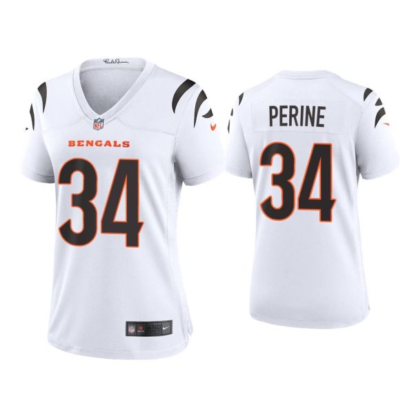 Women 2021 Samaje Perine Cincinnati Bengals White Game Jersey