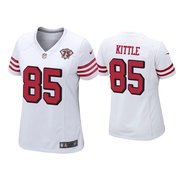 Women George Kittle San Francisco 49ers White 75th Anniversary Alternate Game Jersey