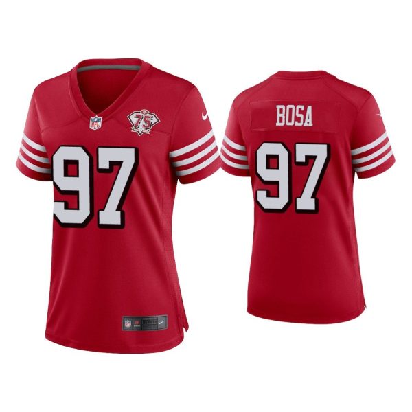 Women Nick Bosa San Francisco 49ers Scarlet 75th Anniversary Jersey