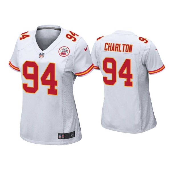 Women Taco Charlton Kansas City Chiefs White Game Jersey