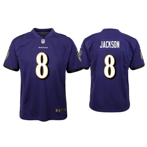Youth Lamar Jackson Baltimore Ravens Purple Game Jersey