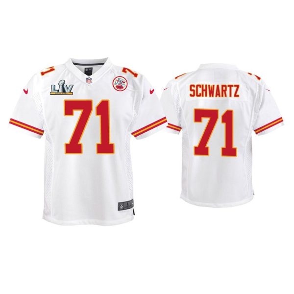 Youth Mitchell Schwartz Kansas City Chiefs Super Bowl LV White Game Jersey