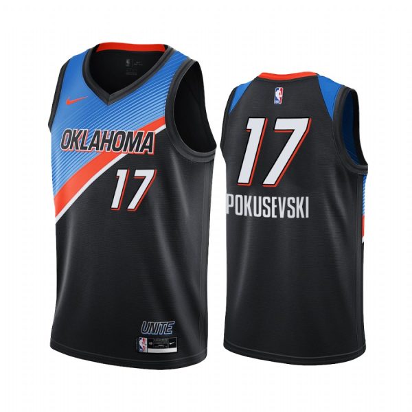 Aleksej Pokusevski Oklahoma City Thunder 2021 City Edition Black #17 Jersey