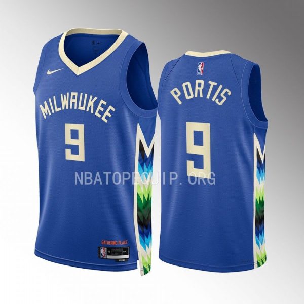 Bobby Portis 2022-23 Milwaukee Bucks Blue #9 City Edition Jersey Swingman