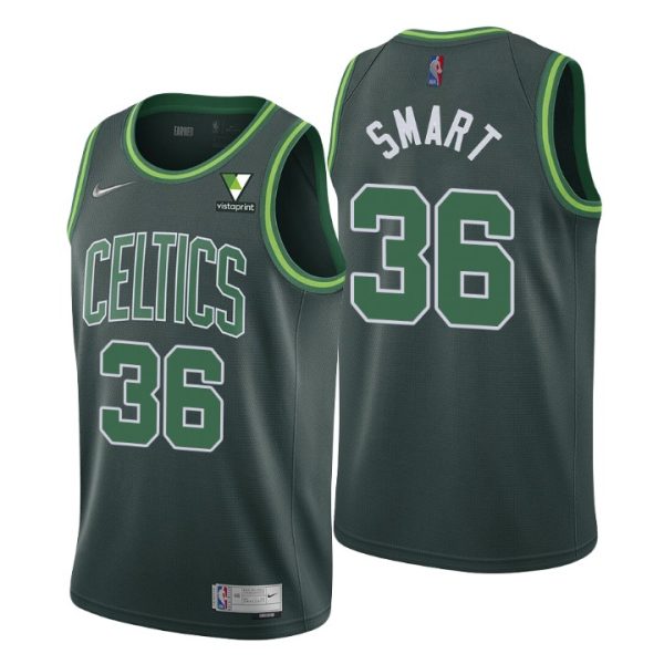 Boston Celtics NO. 36 Marcus Smart Earned Edition Green Jersey