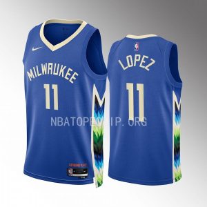 Brook Lopez 2022-23 Milwaukee Bucks Blue #11 City Edition Jersey Swingman