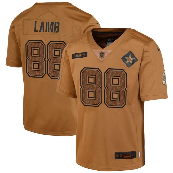 CeeDee Lamb Dallas Cowboys Youth 2023 Salute To Service Limited Jersey - Brown