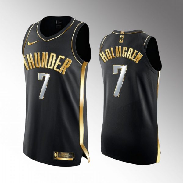 Chet Holmgren Oklahoma City Thunder #7 Black Golden Edition Jersey