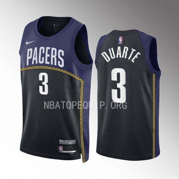Chris Duarte Indiana Pacers 2022-23 City Edition Black Navy #3 Jersey Swingman