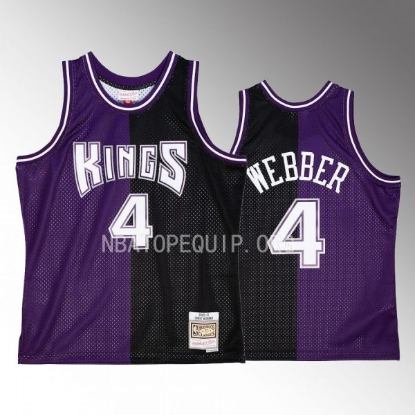 Chris Webber Hardwood Classics 2000-01 Jersey Sacramento Kings #4 Purple Black Split Swingman Men Shirt