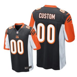 Cincinnati Bengals #00 Black Men Custom Game Jersey