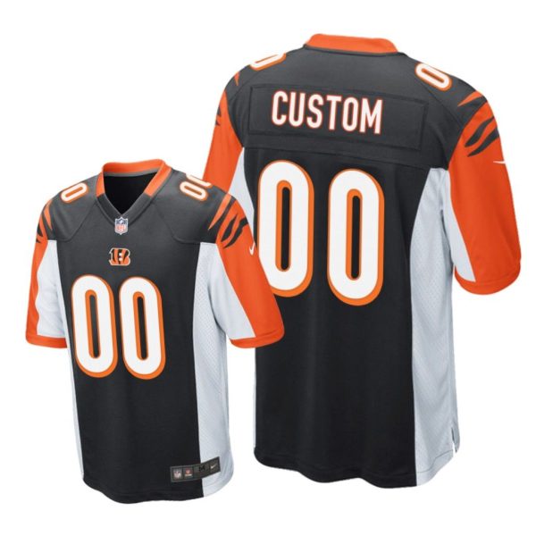 Cincinnati Bengals #00 Black Men Custom Game Jersey