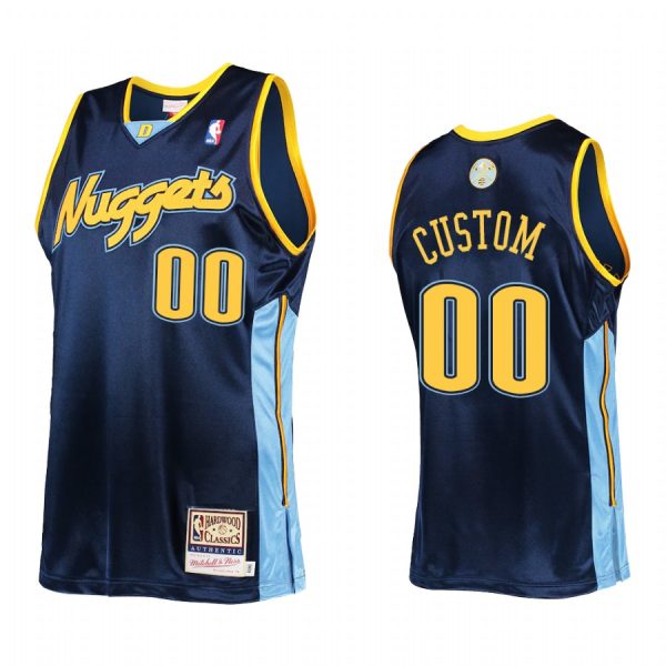 Custom #00 Denver Nuggets Mitchell Ness Jersey Navy